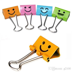 Smile Metal Binder Clips For Notes Letter Paper Books Home Office ...
