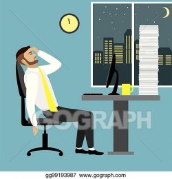 EPS Illustration - Tired businessman or office worker. Vector ...