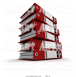 Stack Of Red 3d Ring Binders With Blank Labels Clipart by Franck Boston