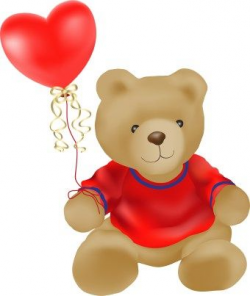 Clip art of a teddy bear wearing a red sweater holding a heart ...