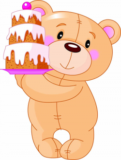 Illustration of cute Teddy Bear bringing birthday cake. Description ...