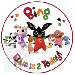 BING CBEEBIES CAKE TOPPER 7.5 INCHES ROUND PERSONALISED EDIBLE ...