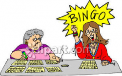Women Playing Bingo - Royalty Free Clipart Picture