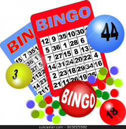 bingo card with counters and balls stock vector