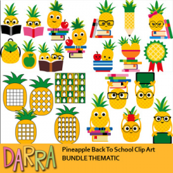 Pineapple Back To School Clipart Bundle
