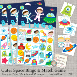 Outer Space Bingo Printable Astronaut Bingo Game Instant