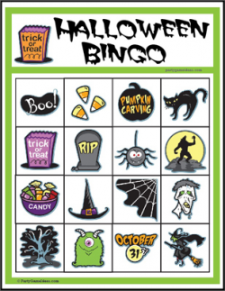 Kid's Halloween Image Bingo - Printable 4x4 Bingo Games
