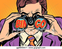 Clip Art Vector - Bingo businessman looking through binoculars ...