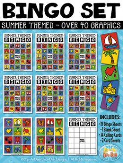 SUMMER Bingo Cards Printable & Clipart Set {Zip-A-Dee-Doo-Dah Designs}