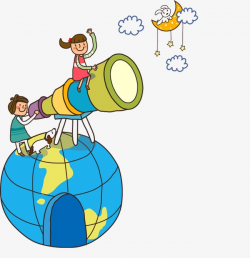 Illustrator Of Children, Earth, Binoculars PNG Image and Clipart for ...
