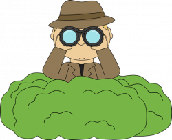 Detective in Bushes with Binoculars Clip Art - Detective in Bushes ...