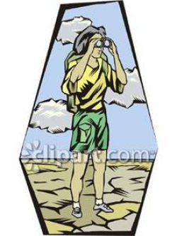 Explorer With Binoculars - Royalty Free Clipart Picture