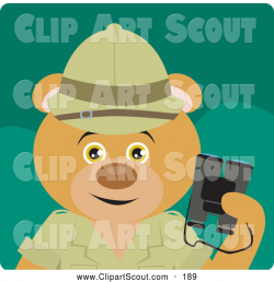Clipart of a Cute Bear Explorer Character Holding Binoculars by ...