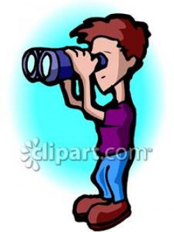 Boy Using Binoculars - Royalty Free Clipart Picture