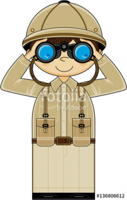 Cute Cartoon Safari Explorer with Binoculars