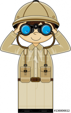 Cute Cartoon Safari Explorer with Binoculars - Buy this ...