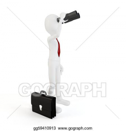 Stock Illustration - 3d man businessman with binoculars. Clipart ...