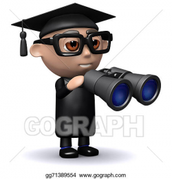 Stock Illustration - 3d graduate looks through binoculars. Clipart ...