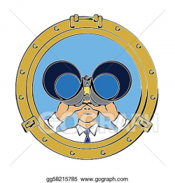 Drawing - Man looking through portal with binoculars. Clipart ...