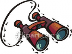 Brown Binoculars With Neck Strap - Royalty Free Clipart Picture