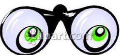 Eyes In the Lenses of Binoculars - Royalty Free Clipart Picture