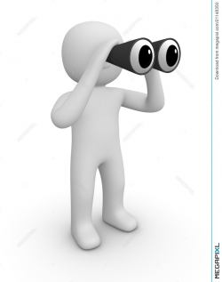3D Man With Binoculars Illustration 21148350 - Megapixl
