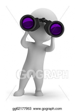 Clip Art - 3d small people - looking through binoculars. Stock ...