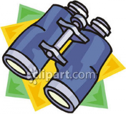 Simple Blue Binoculars - Royalty Free Clipart Picture