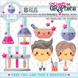 Lab Clipart, Lab Graphic, COMMERCIAL USE, Kawaii Clipart, Planner ...