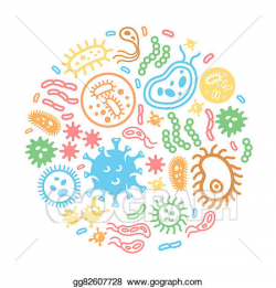 Stock Illustration - Bacteria and virus on a circular background ...