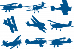 Airplane Biplane Silhouette Download - Blue plane png ...