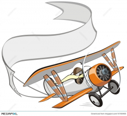 Vector Cartoon Biplane With Banner Illustration 10745900 - Megapixl