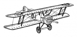 Biplane style vintage airplane ink drawing clipart ready for printing and  crafting, perfect for boys rooms and man caves