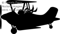 Clip Art Image of a Cartoon Airplane With Pilot