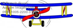 Clip Art Image of a Vintage Cartoon Bi-Plane