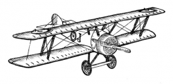 Biplane style vintage airplane ink drawing clipart ready for