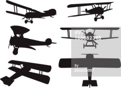 6 vector silhouettes of a ww1 era biplane. | Free vector art, Vector ...
