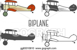 Vector Art - Set of vintage aircraft design elements. retro biplanes ...