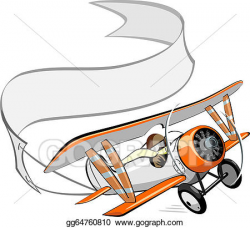 Vector Illustration - Cartoon biplane with blank banner. Stock Clip ...