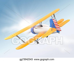 Stock Illustration - Yellow and silver biplane. Clipart ...