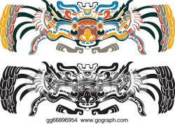 Vector Clipart - Aztec bird stencil in two variants. Vector ...