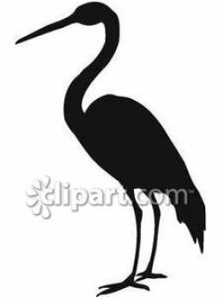 Black Crane Silhouette - Royalty Free Clipart Picture
