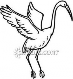 Black and White Landing Crane - Royalty Free Clipart Picture