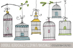 Doodle Birdcages Clipart & Brushes ~ Illustrations ~ Creative Market
