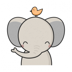 Kawaii Cute Elephant and Bird - Cute - Kids T-Shirt | TeePublic