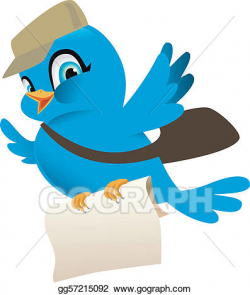 Vector Stock - Blue bird with mail. Clipart Illustration ...
