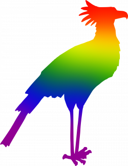 Clipart - Secretary bird (rainbow colours 2)