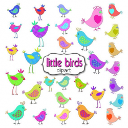 Bird Clipart, 30 Rainbow Birds Clipart, Bright Colors and Patterns ...