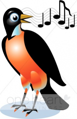 Singing Red Robin Clipart | Love Bird Clipart