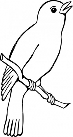 Black & White Line Drawing of a Chirping Bird Prawny Clip Art ...